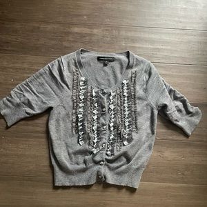 SUPER CUTE CROPPED EXPRESS GRAY BUTTON DOWN CARDIGAN SWEATER XS